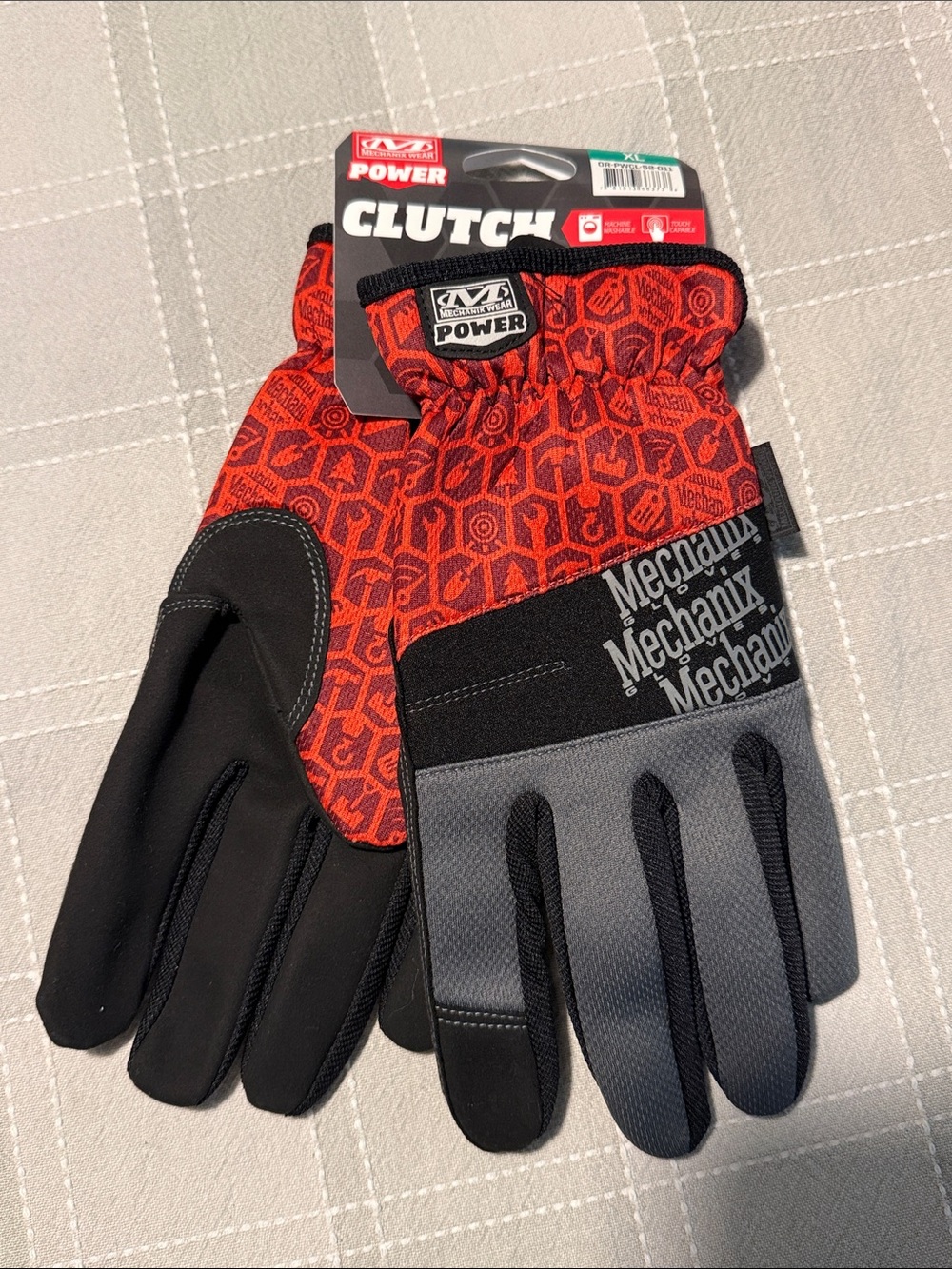 Power Clutch Men's Red and Gray Work Gloves